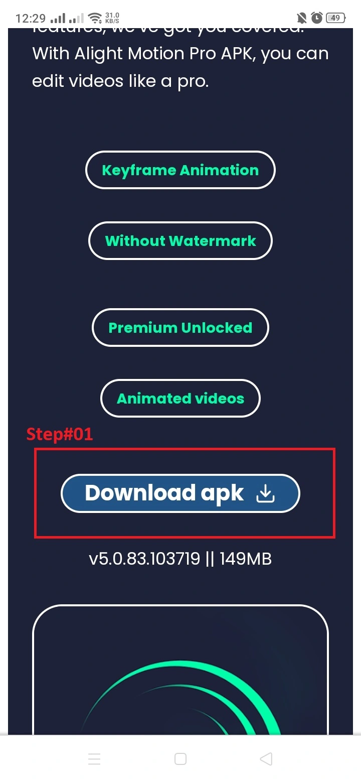 Click on the download apk button