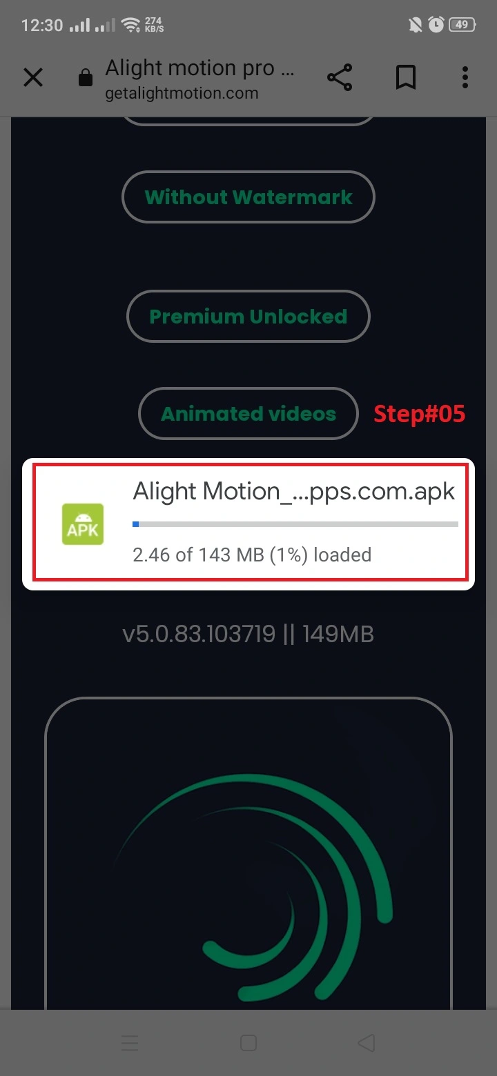 Now your alight motion apk file download starts.
