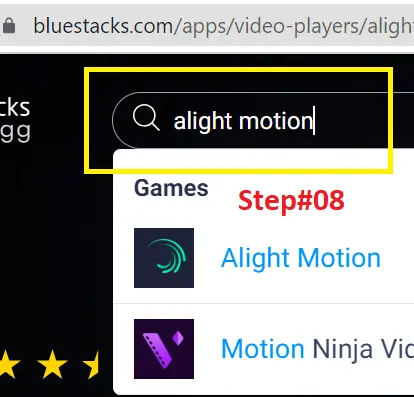 Search alight motion in search bar