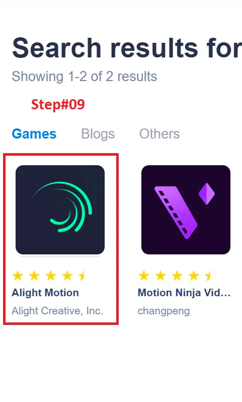 Then click on the alight motion app